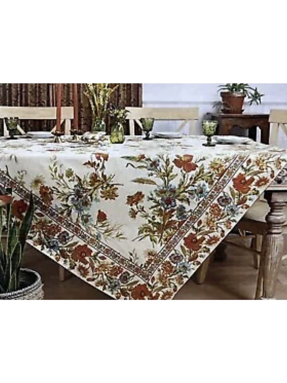 April Cornell WILDFLOWERS Tablecloth 60X104” Fall Colors Table For 8-12